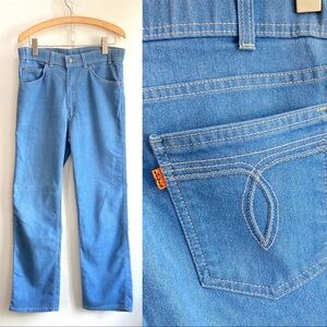 70's Vintage LEVIS Staight Leg Jeans / ORANGE Tab + CORNFLOWER Blue, EUC!